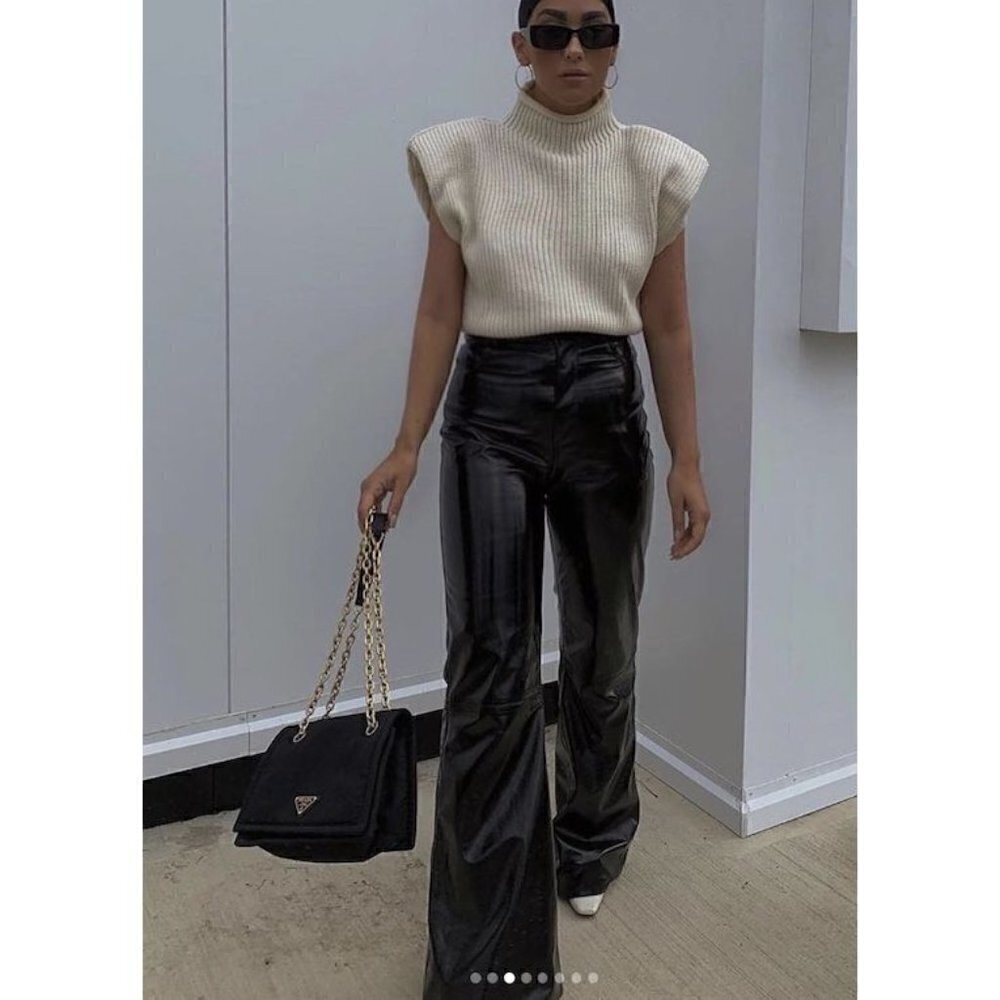 HOUSE OF CB Omaira Vegan Leather Trousers in Black Size X-Small (Longer)